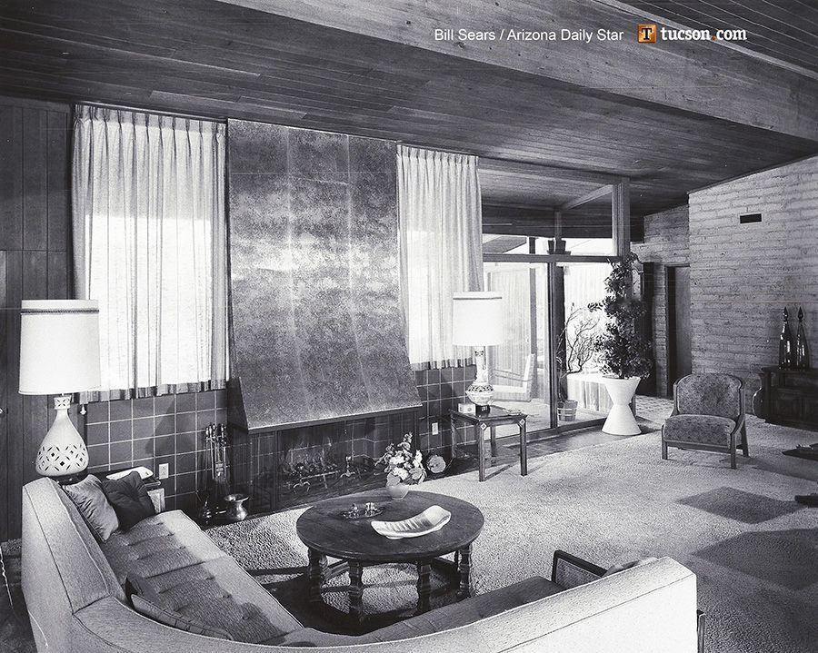 1963 Tucson home photos: A saguaro grows in their patio